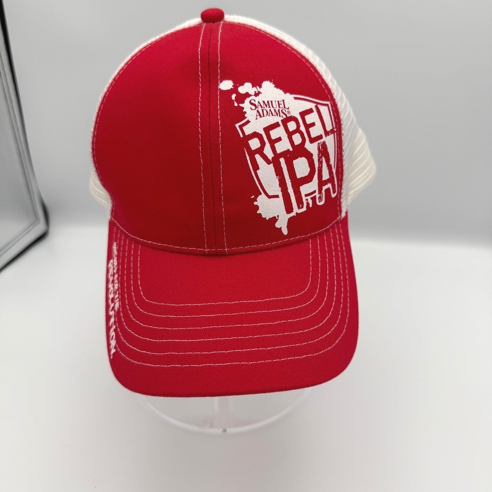 Samuel‎ Adams Rebel IPA Trucker Hat Red White Mesh Cap Brewery Beer Promo